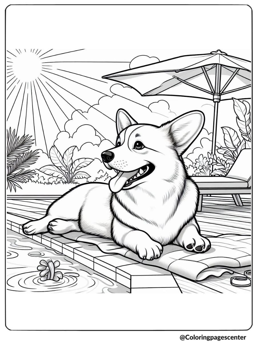 Realistic Corgi Coloring Page