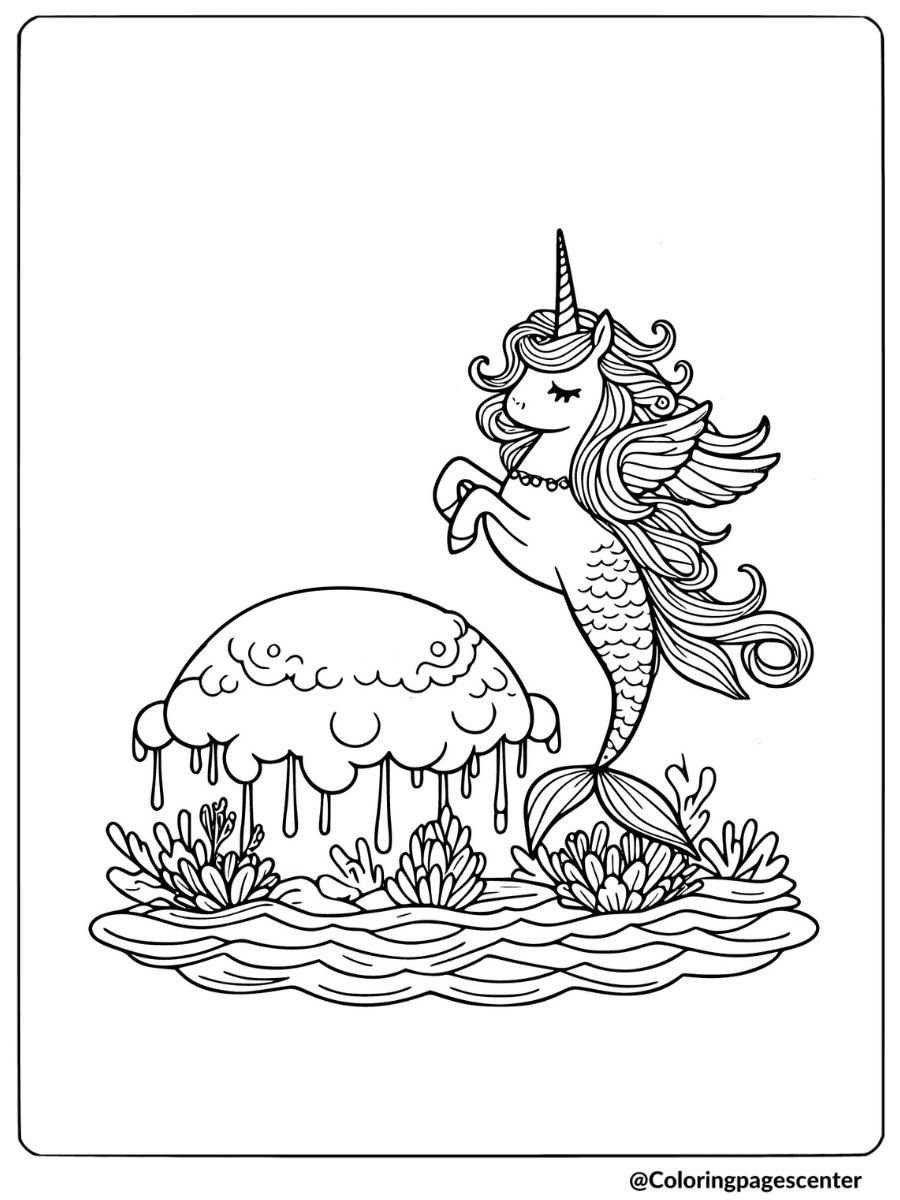 Fairy Unicorn Mermaid Coloring Page