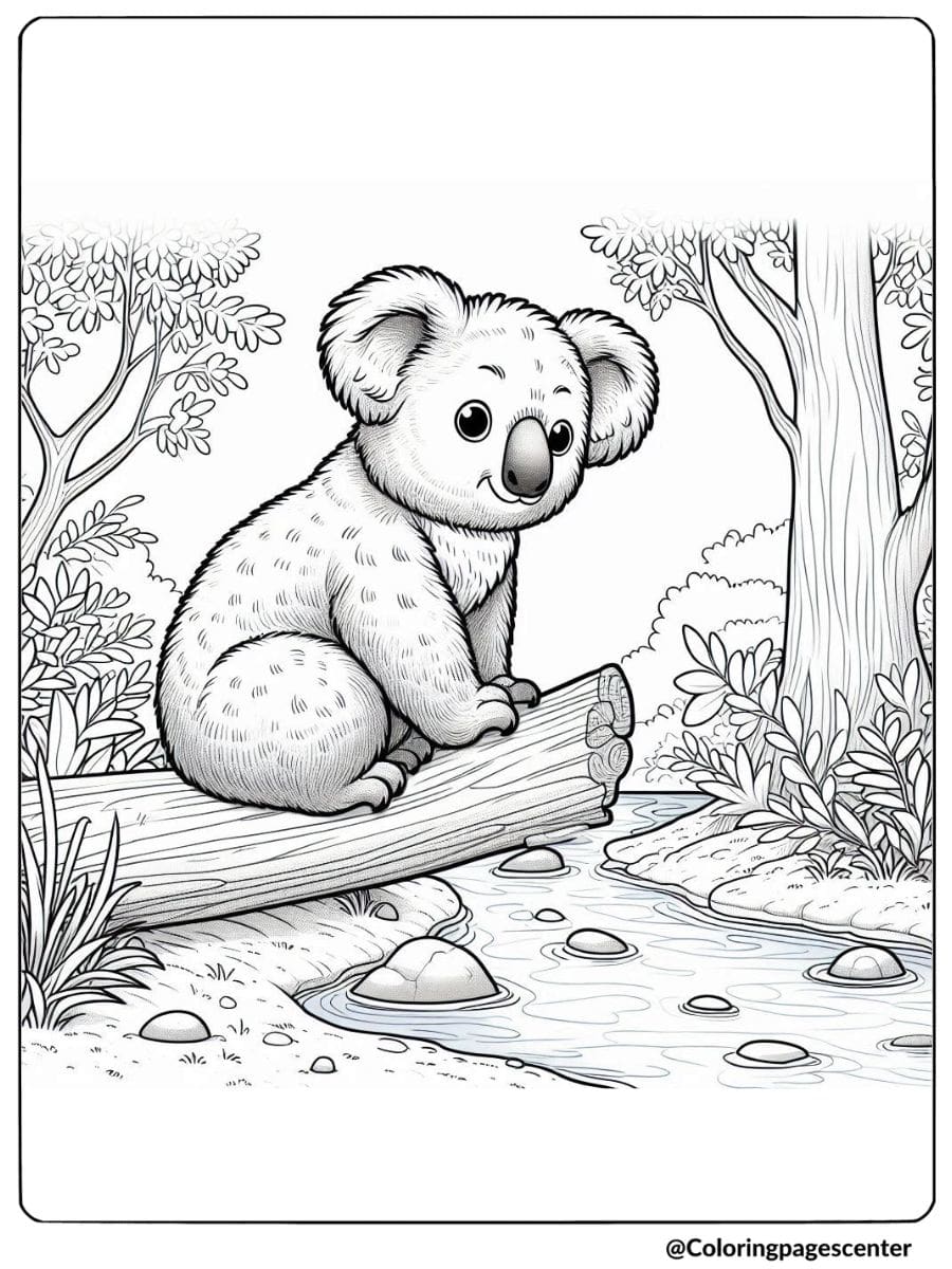 Realistic Koala Coloring Page