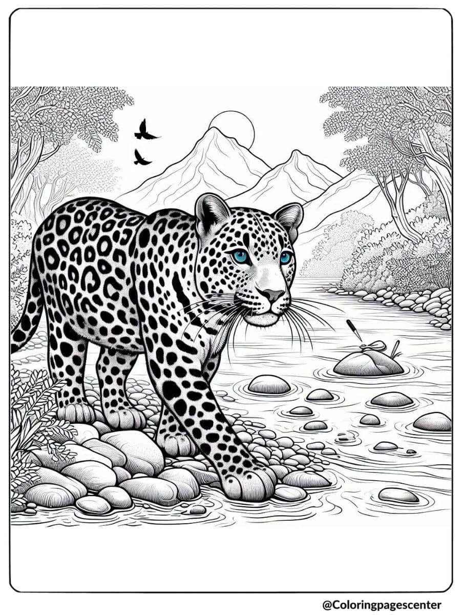 Realistic Leopard Coloring Page