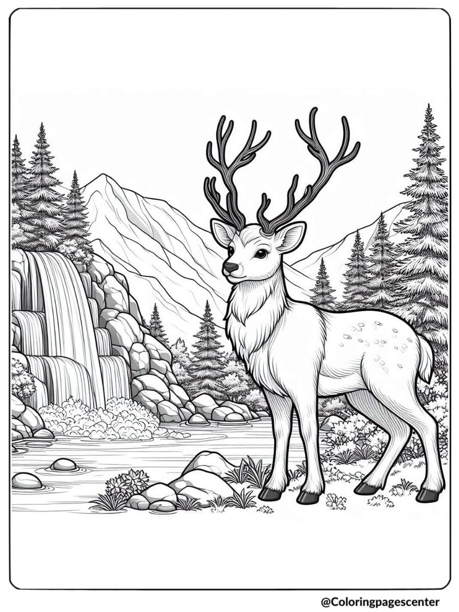 Realistic Reindeer Coloring Page
