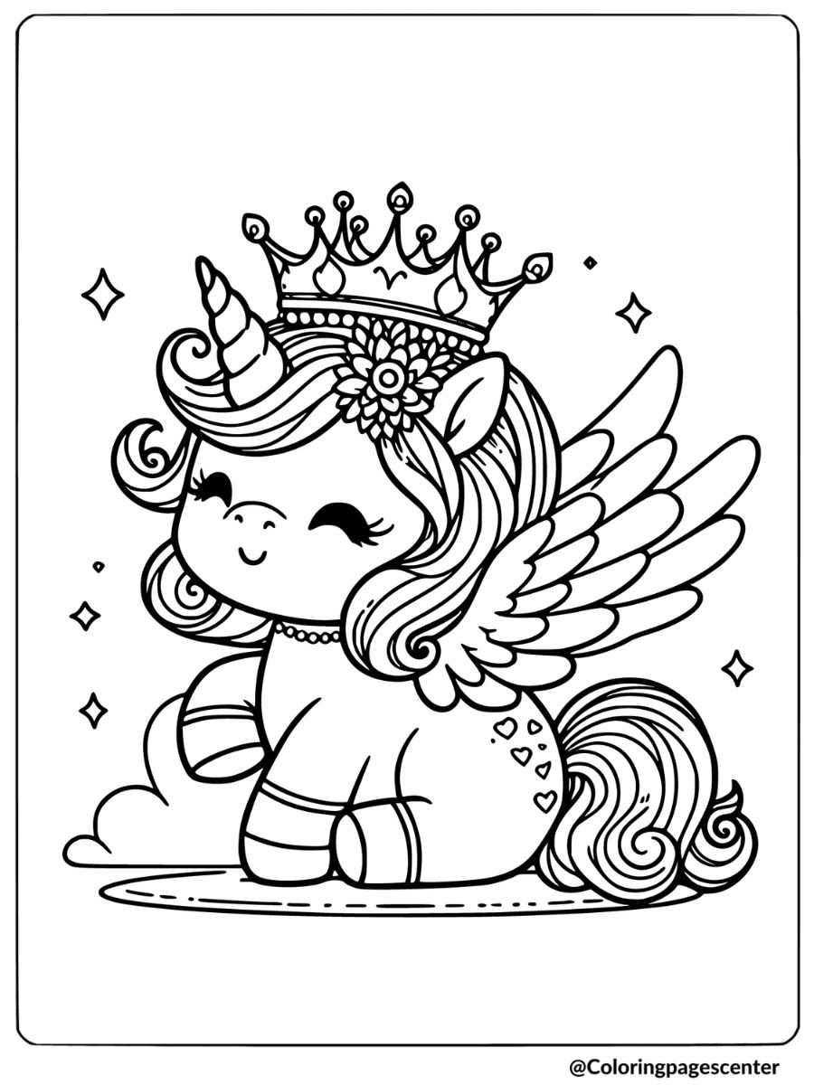 Unicorn With Wings Coloring Page