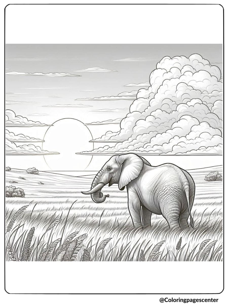 Realistic Elephant Coloring Pages