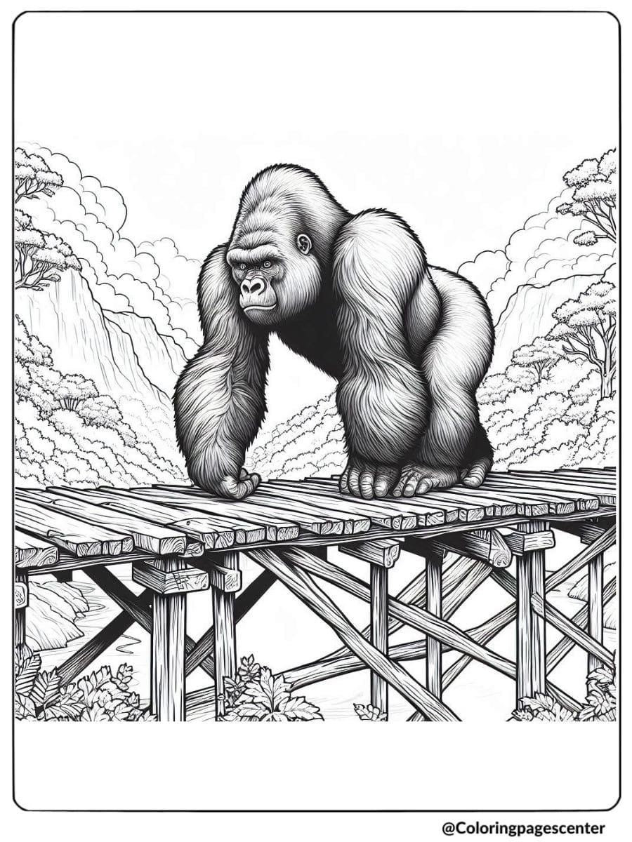 Realistic Gorilla Coloring Page