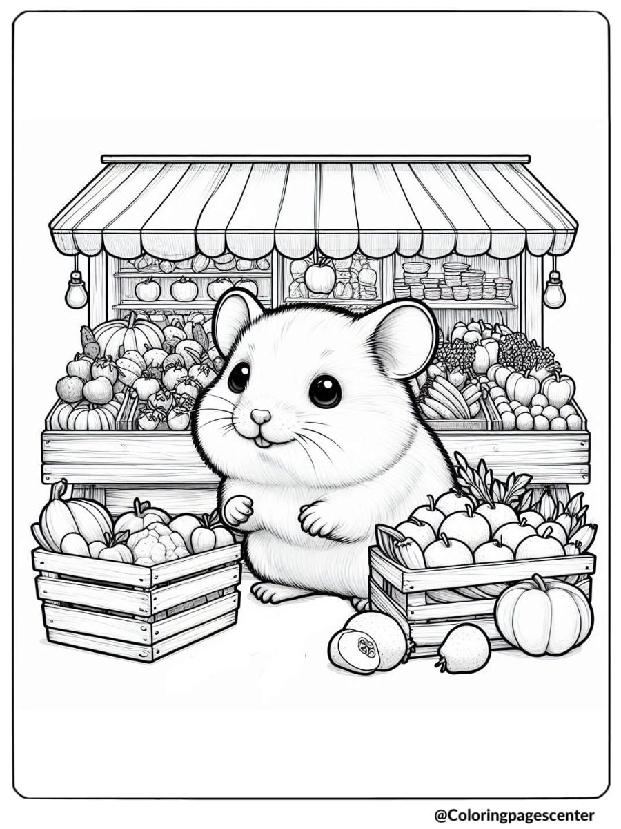 Realistic Hamster Coloring Page