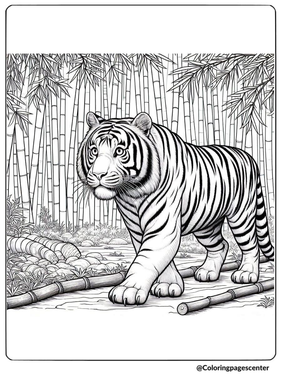 Realistic Tiger Coloring Page